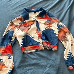 SHEIN cropped western button up